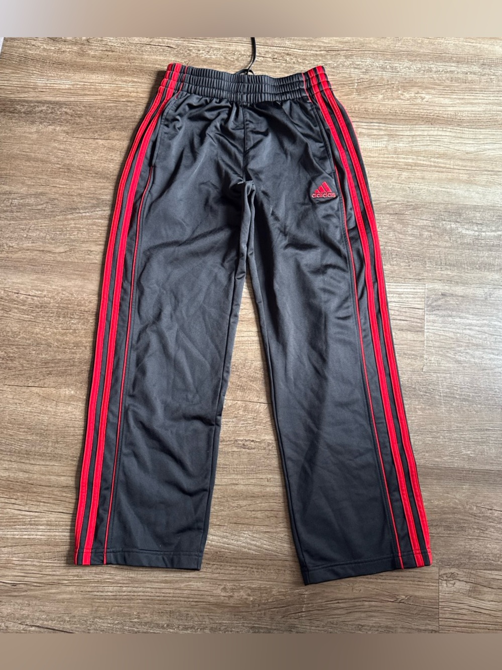 adidas Black Sweatpants with Red Side Stripes - Kids